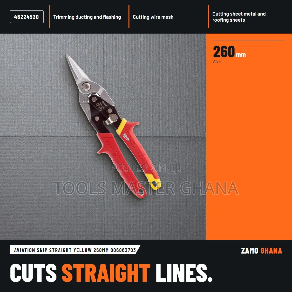 Aviation Snip Straight Yellow 260Mm -