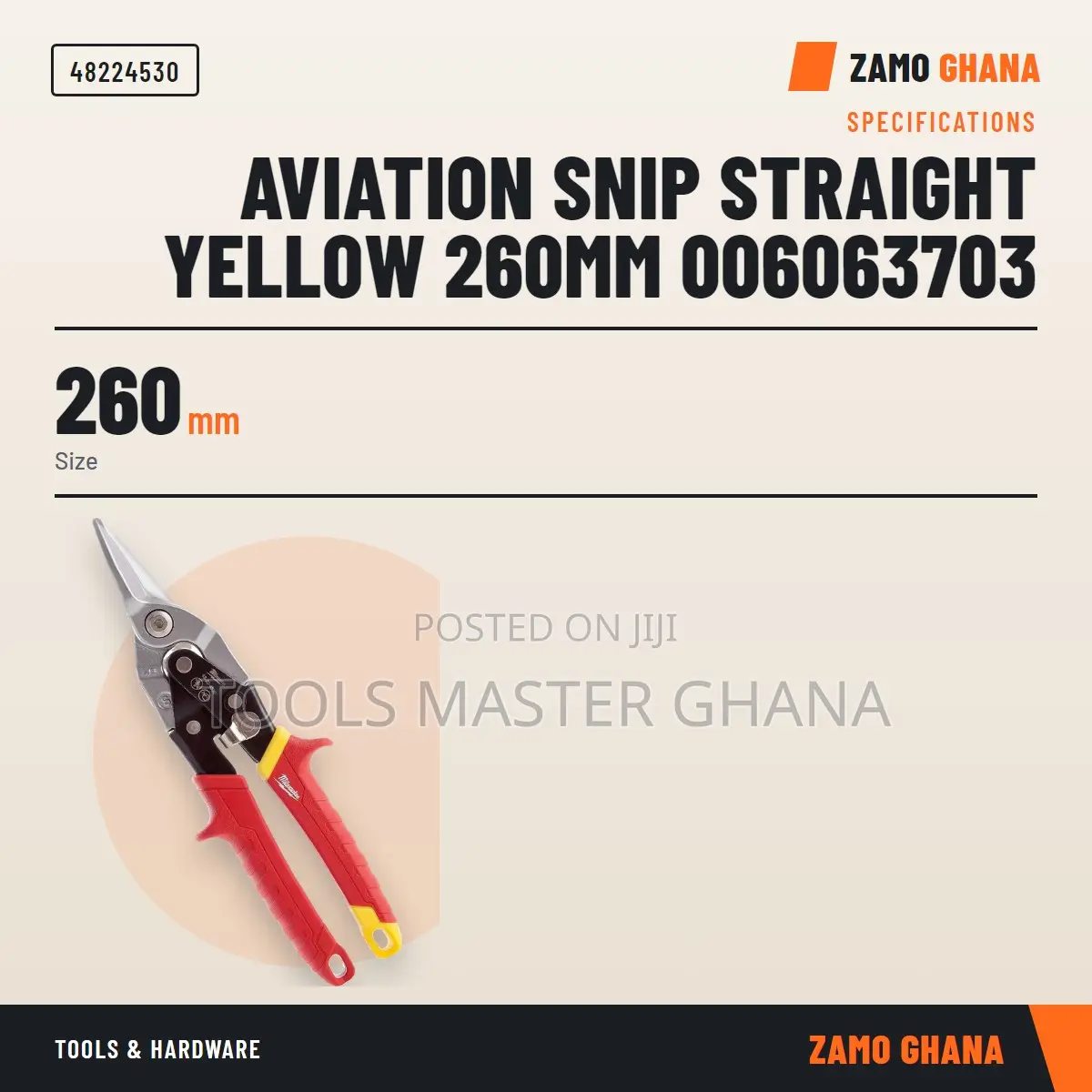 Aviation Snip Straight Yellow 260Mm -