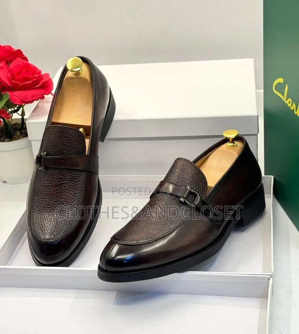 Men's Slip-on Dress Loafers Featuring Strap With a Buckle Accent,