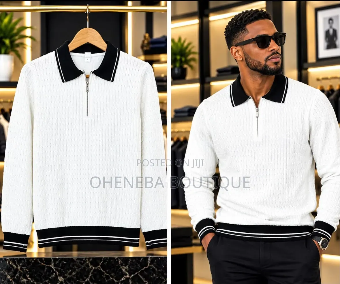 Light Luxury Men's HHalf-zip Lapel Knit Long Sleeve