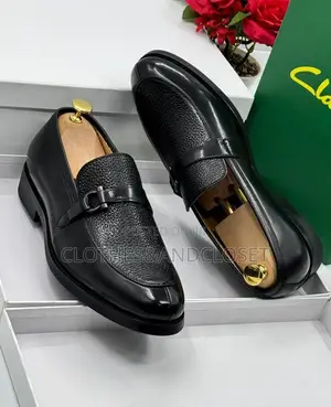 Premium Black Leather Buckle Loafers for Men