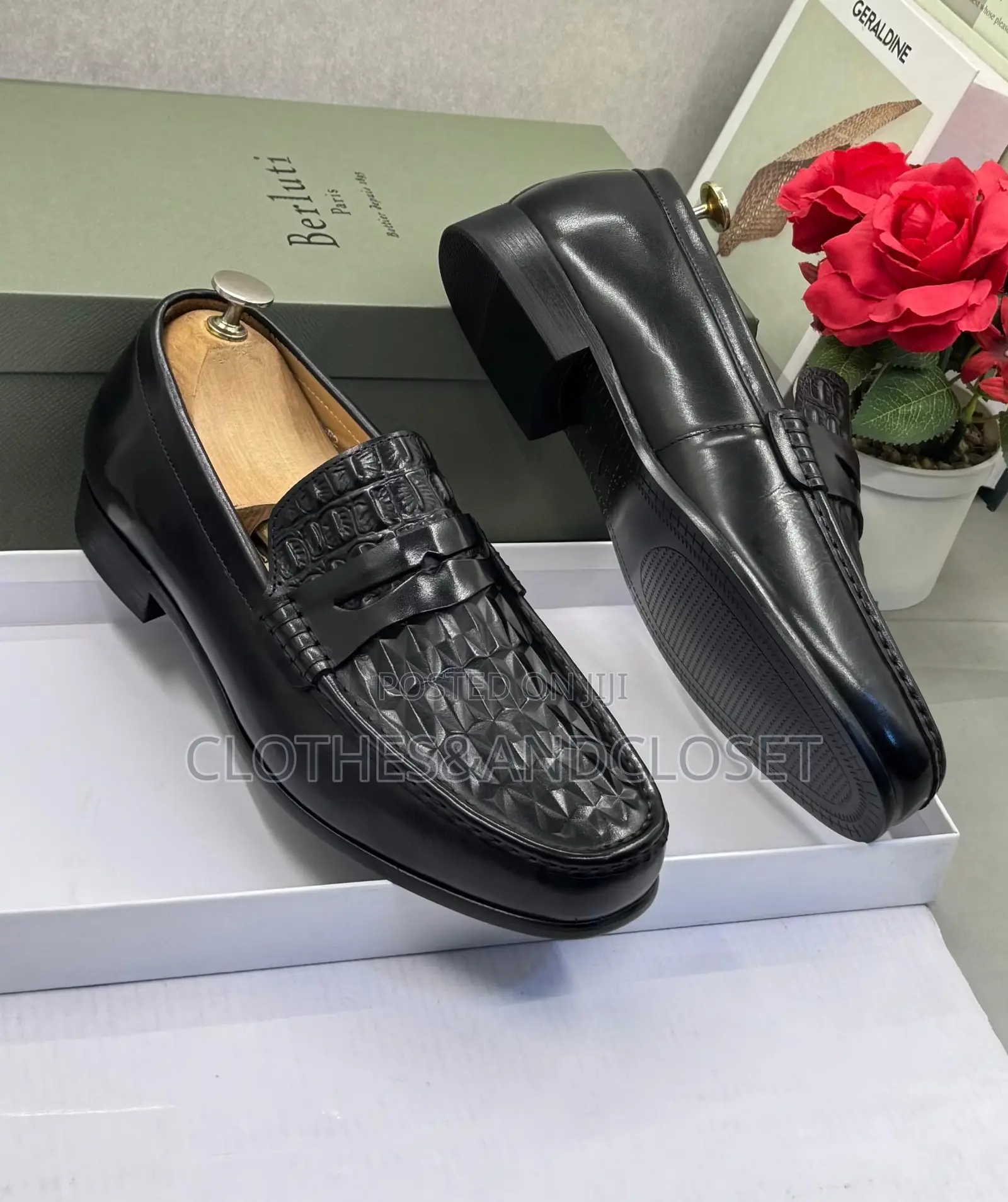 Exclusive Berluti Black Textured Leather Loafers