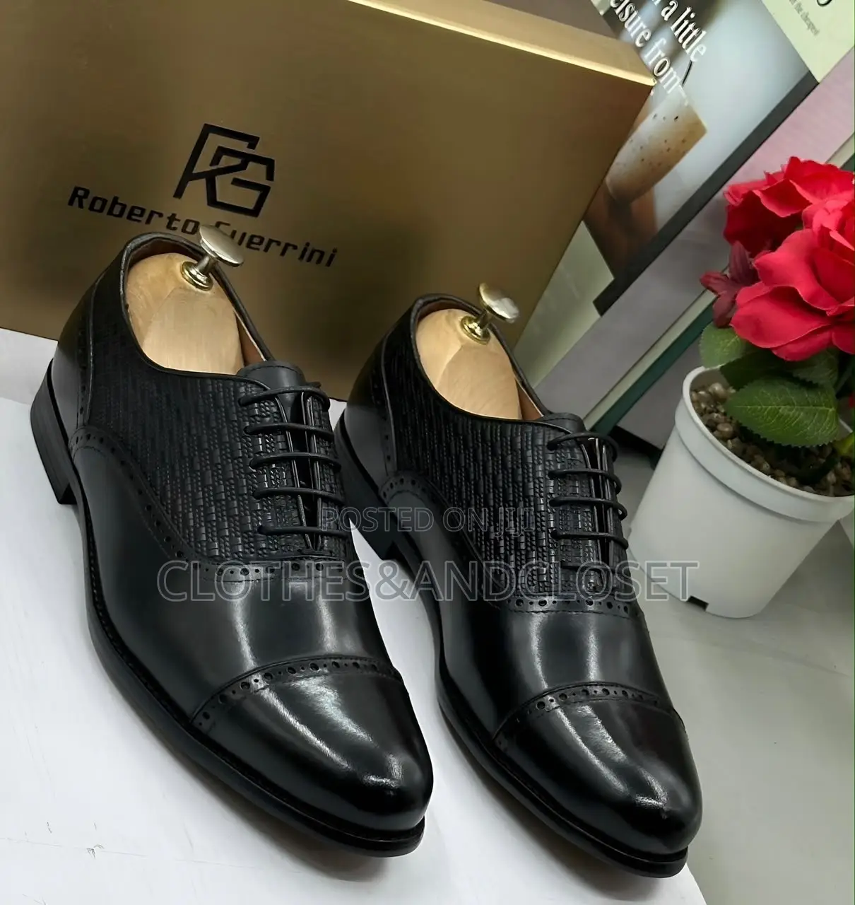 Cap-Toe Front With Subtle Brogue and a Textured/Woven-Style Pattern