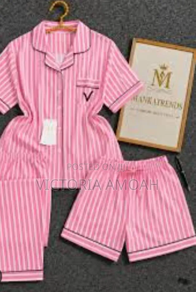 A Pink Striped 3-Piece Pajama Set