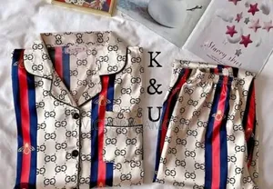 A Gucci-Inspired Satin Pajamas Set.