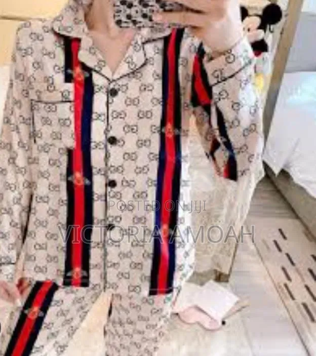 A Gucci-Inspired Satin Pajamas Set.