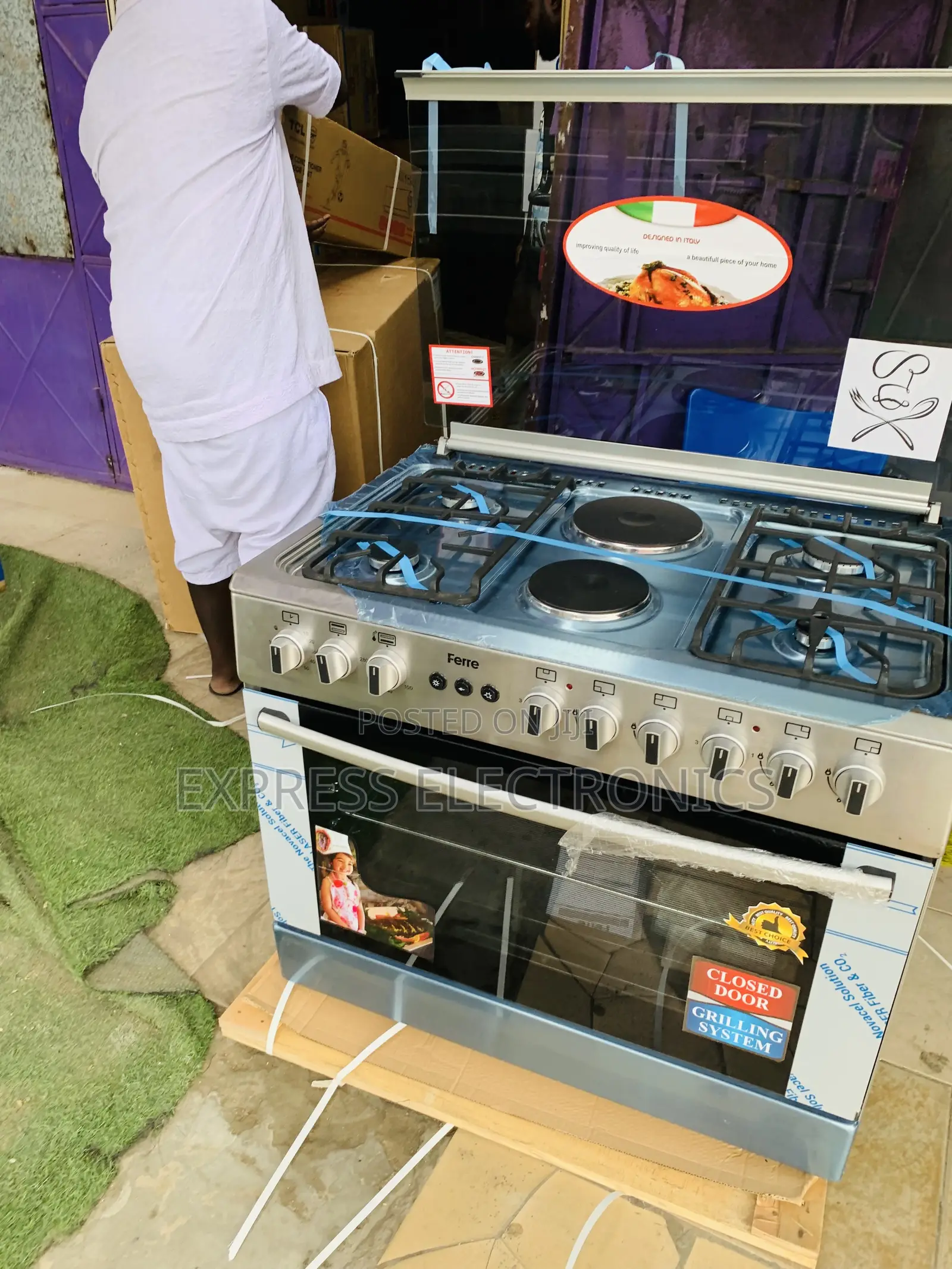 4-2 Stove Gas Electric Cooker Oven Rotisserie 60/90cm