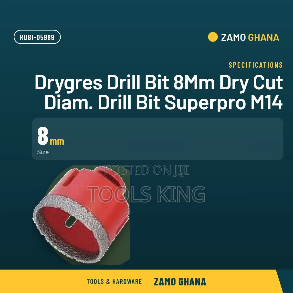 Drygres Drill Bit 8Mm Dry Cut Diam. Drill Bit Superpro M1 - RUBI-05989