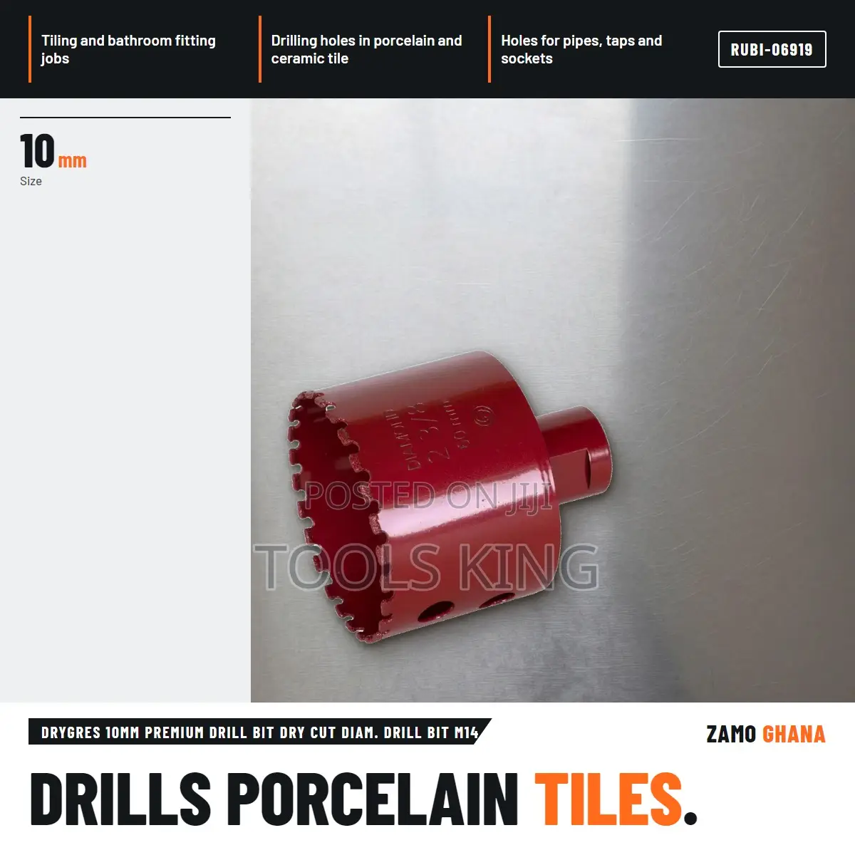 Drygres 10Mm Premium Drill Bit Dry Cut Diam. Drill Bit M1 - RUBI-06919
