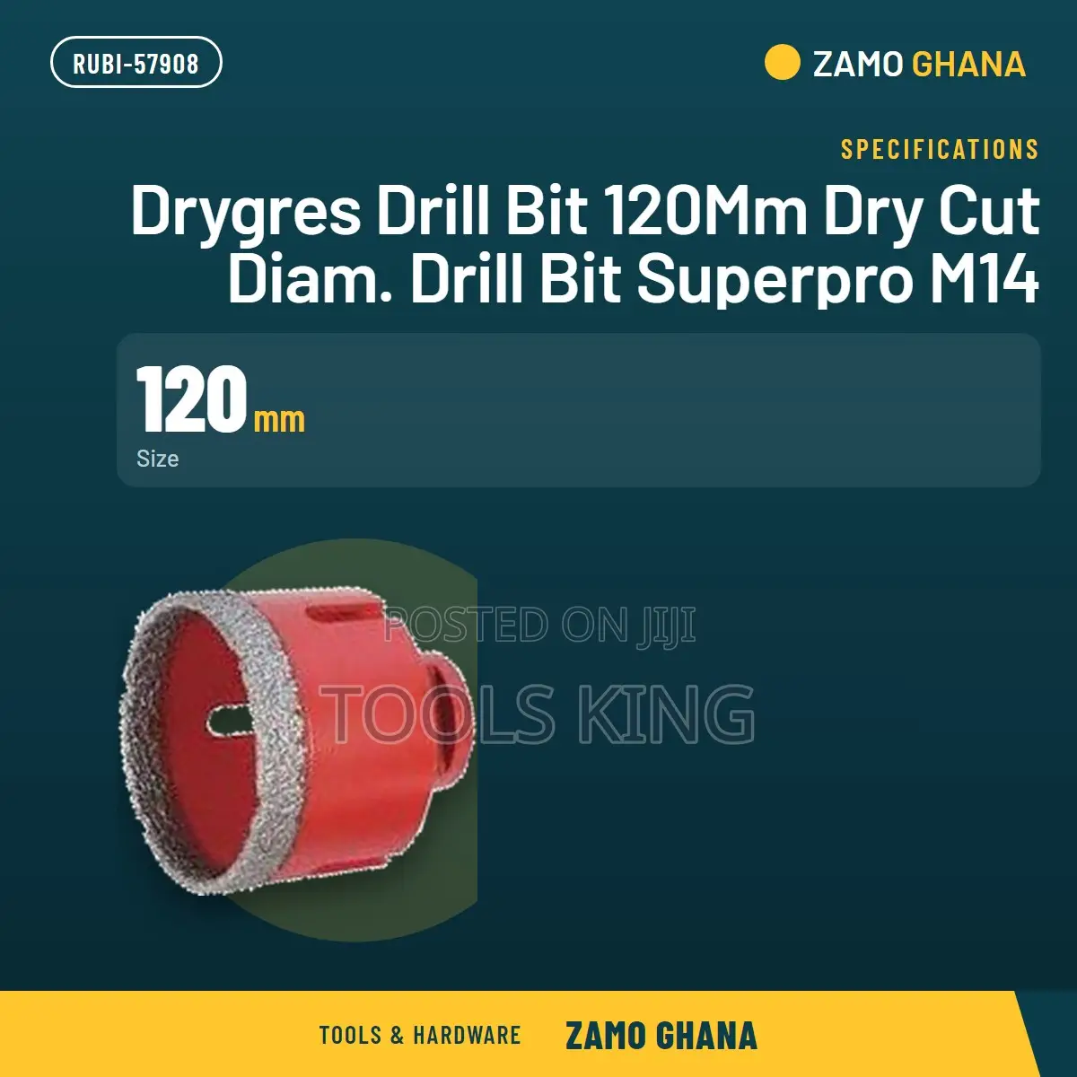 Drygres Drill Bit 120Mm Dry Cut Diam. Drill Bit Superpro - RUBI-57908
