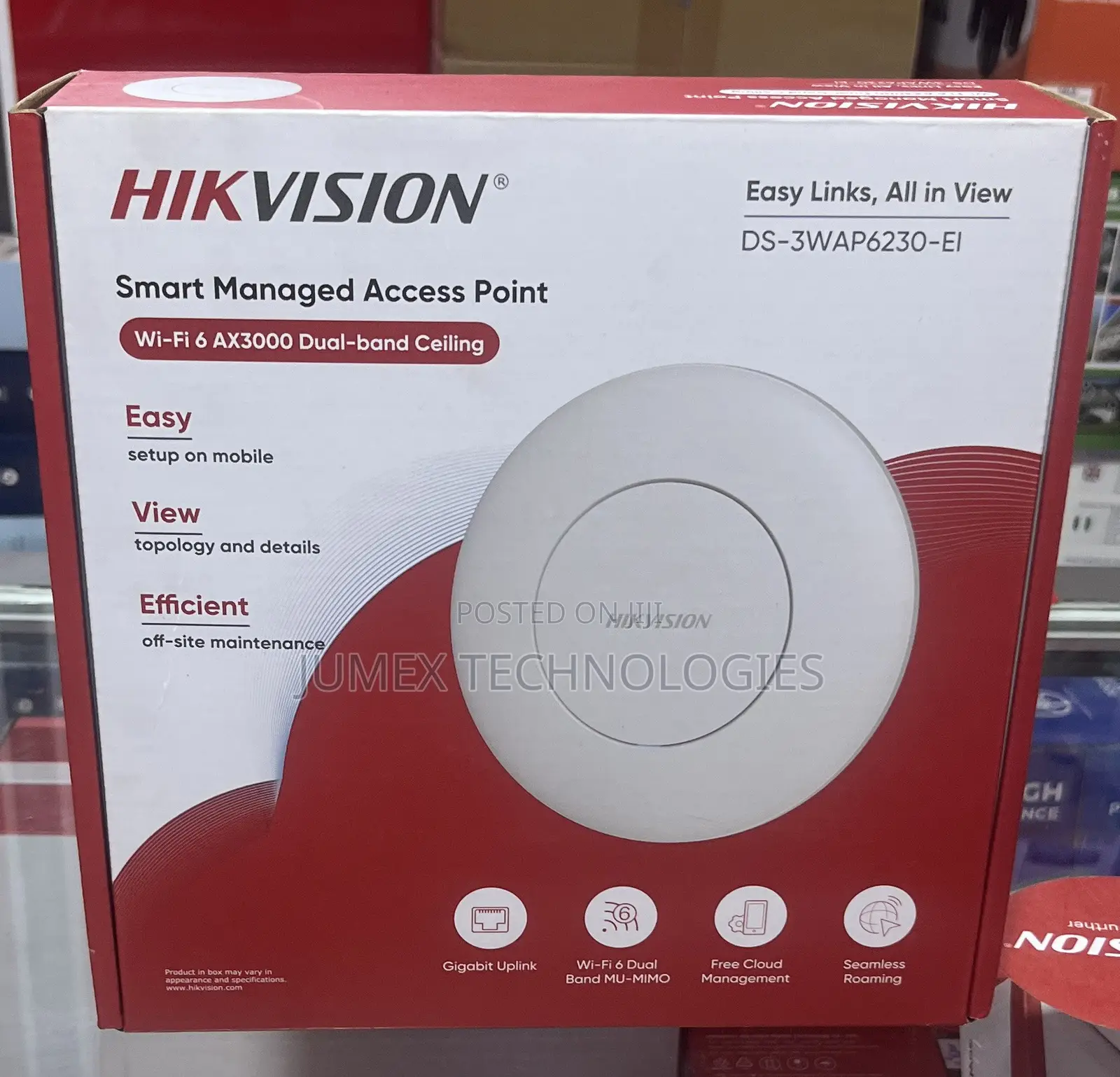 HIKVISION Wi-Fi 6 AX3000 Dual-Band Ceiling Smart Managed Access Point