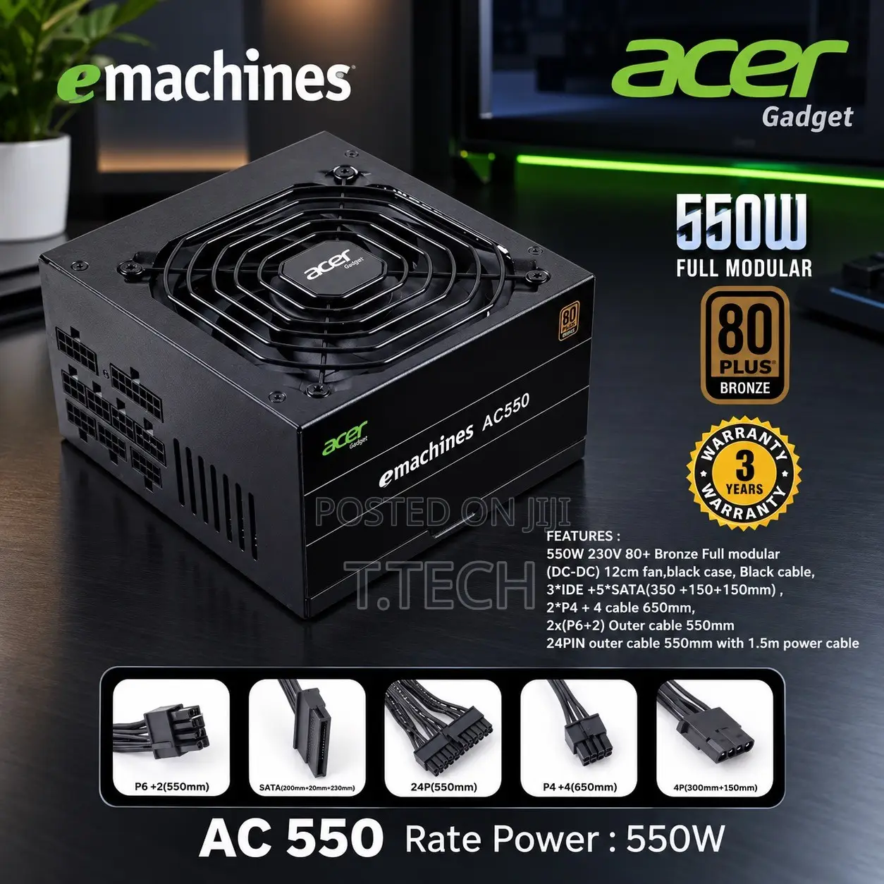 Acer 550W Fully Modular Power Supply Unit