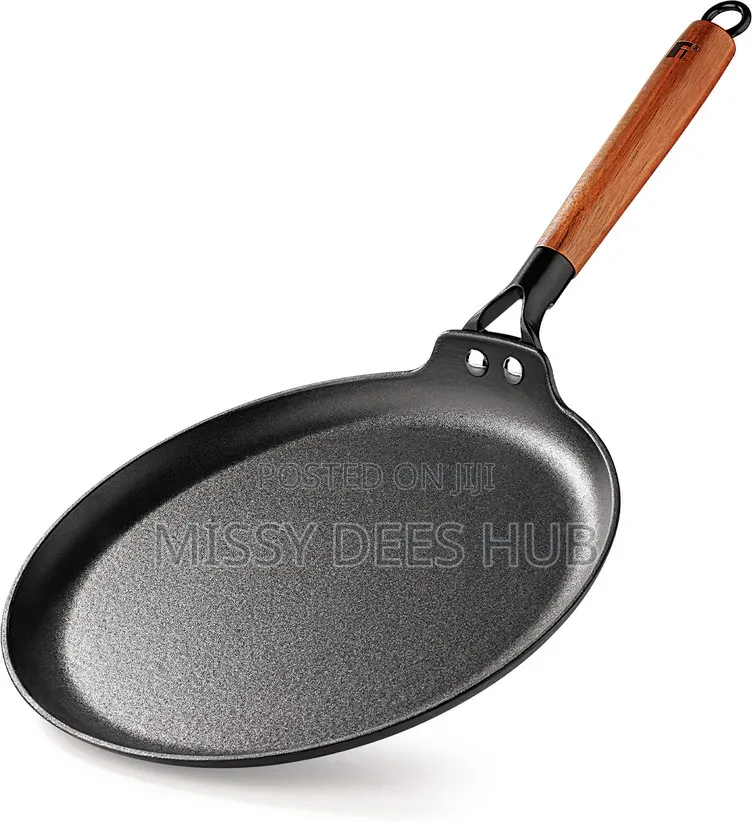 28cm Cast Iron Tawa With Wooden Handle