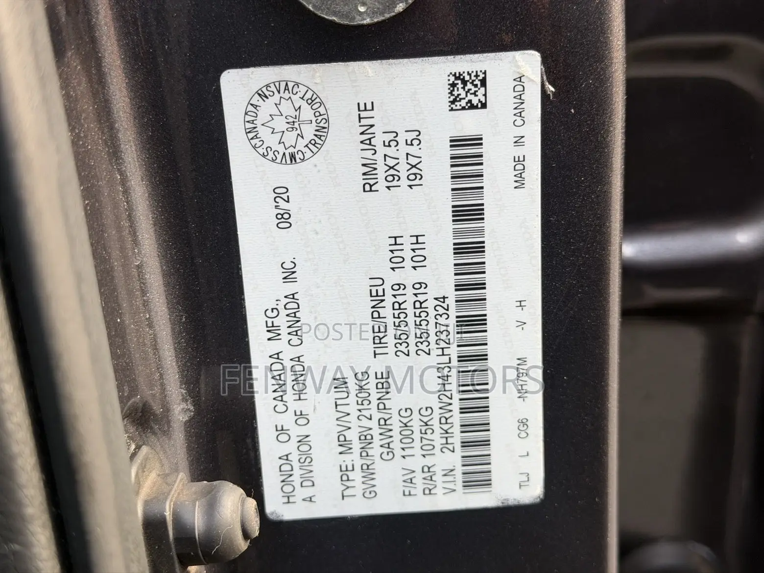Honda CR-V EX-L AWD 2020 Gray
