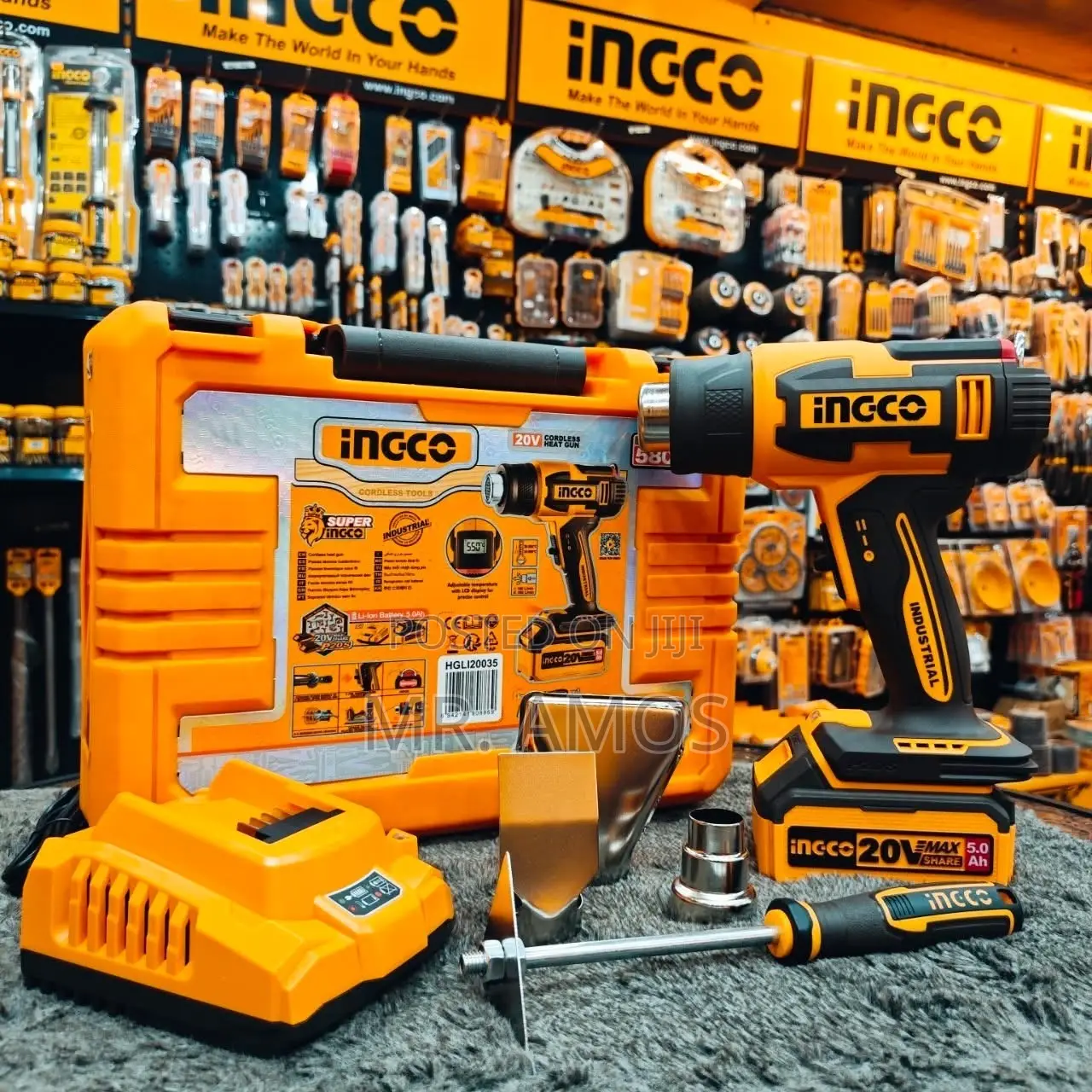 30-550 Degrees Cordless Heat Gun With Display &4PCs Addons - HGLI20035