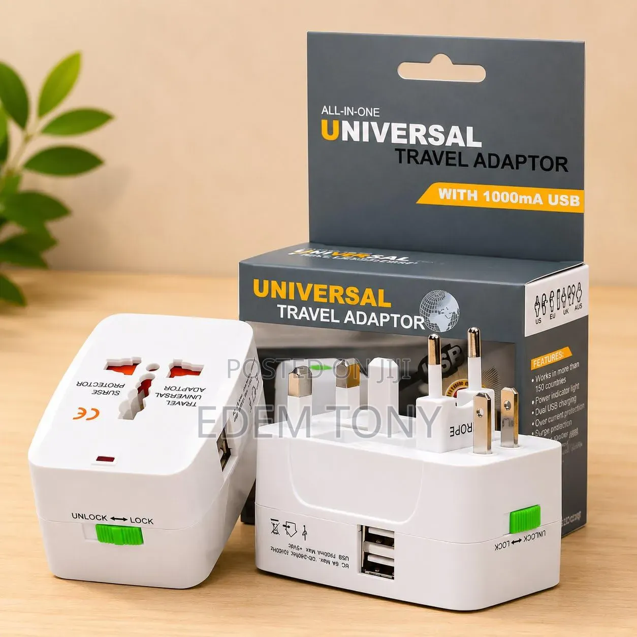 All-in-One Universal Travel Adapter With a Built-in USB Charging Port