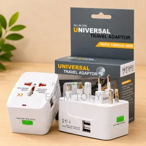 All-in-One Universal Travel Adapter With a Built-in USB Charging Port