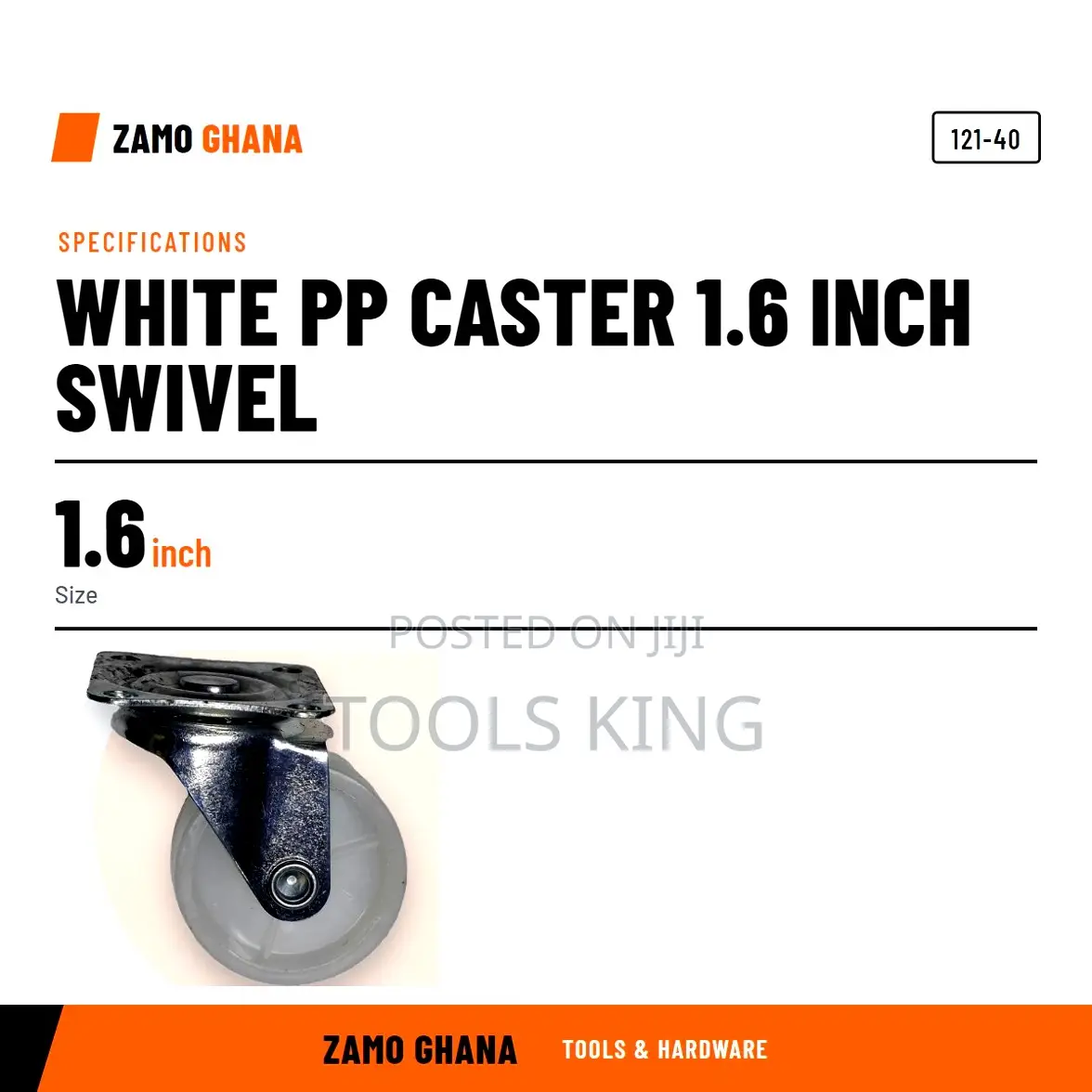 White Pp Caster 1.6 Inch Swivel - 121-40
