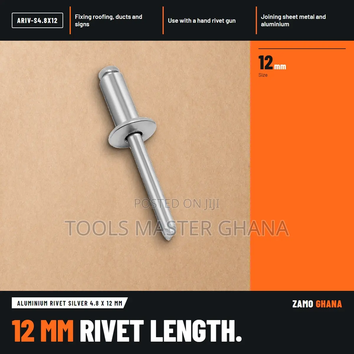Aluminium Rivet Silver 4.8 X 12 Mm - ARIV-S4.8X12