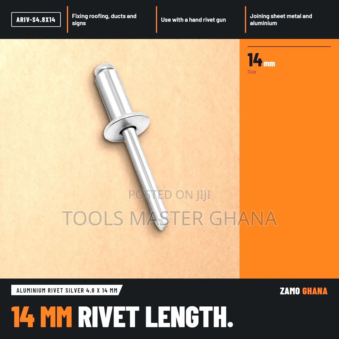 Aluminium Rivet Silver 4.8 X 14 Mm - ARIV-S4.8X14
