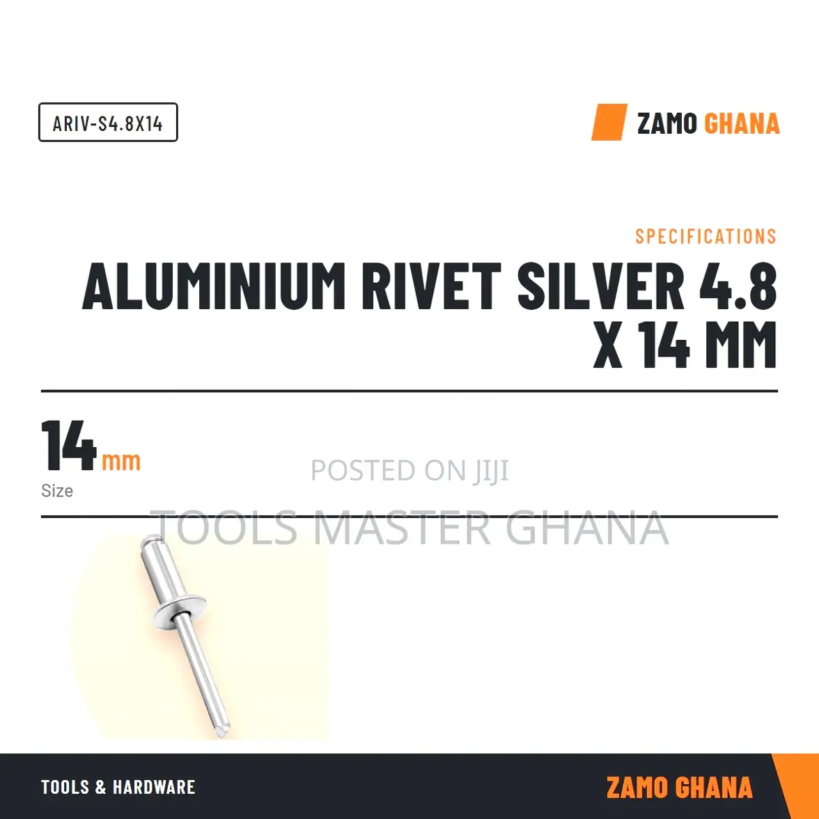 Aluminium Rivet Silver 4.8 X 14 Mm - ARIV-S4.8X14