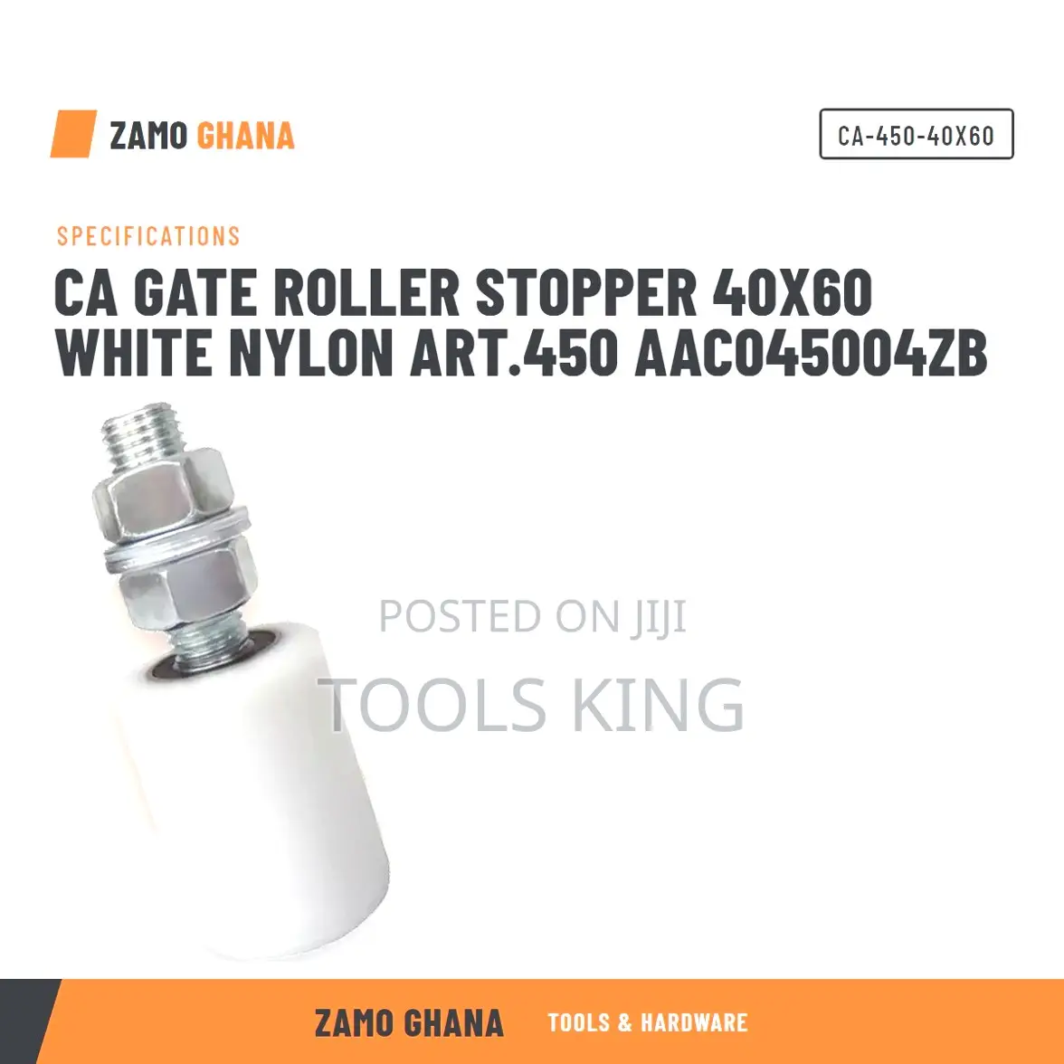 Ca Gate Roller Stopper 40X60 White Nylon Art.450 Aac045 - CA-450-40X60