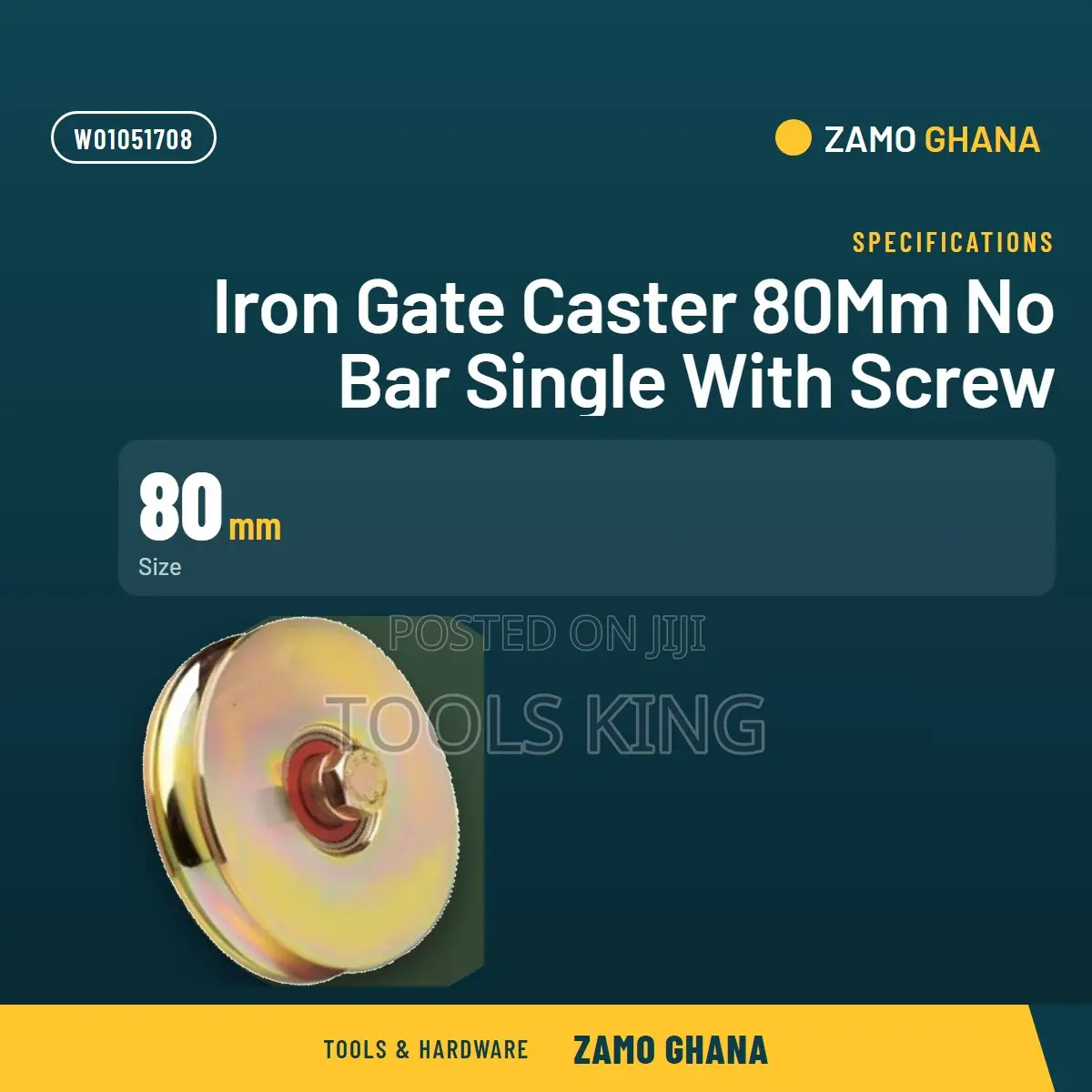 Iron Gate Caster 80Mm No Bar Single With Screw - W