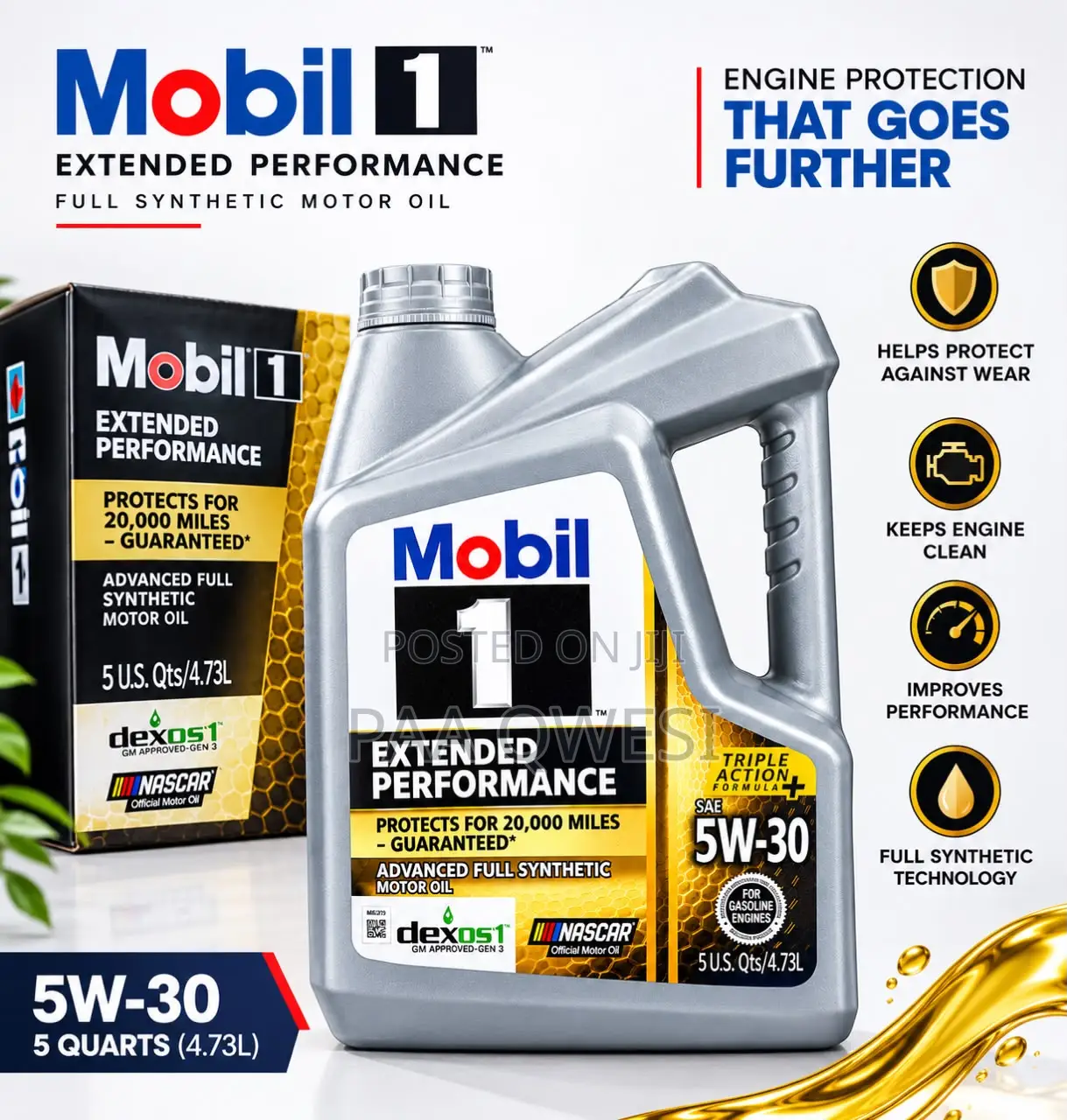 Original Mobil 1 5w-30 Advanced Full Synthetic Motor Oil