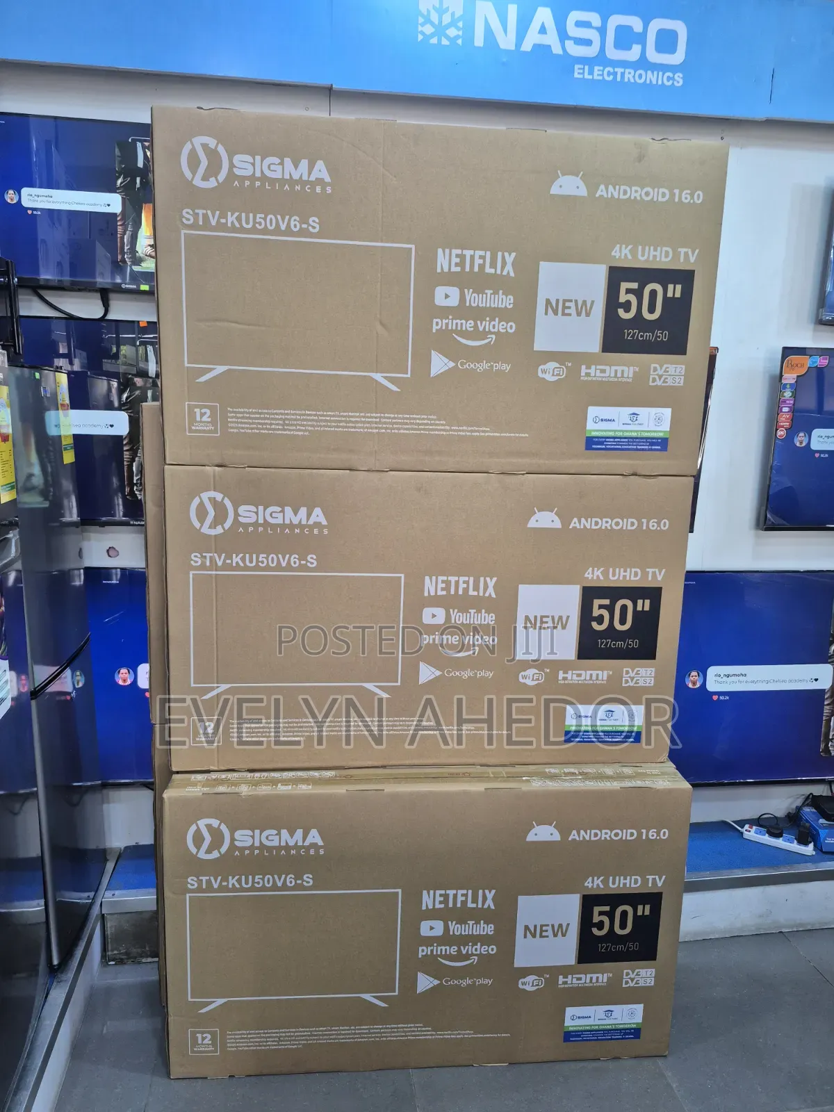 Latest 16.0 Android Version of Sigma 50 Inches Fresh in Box for Sale