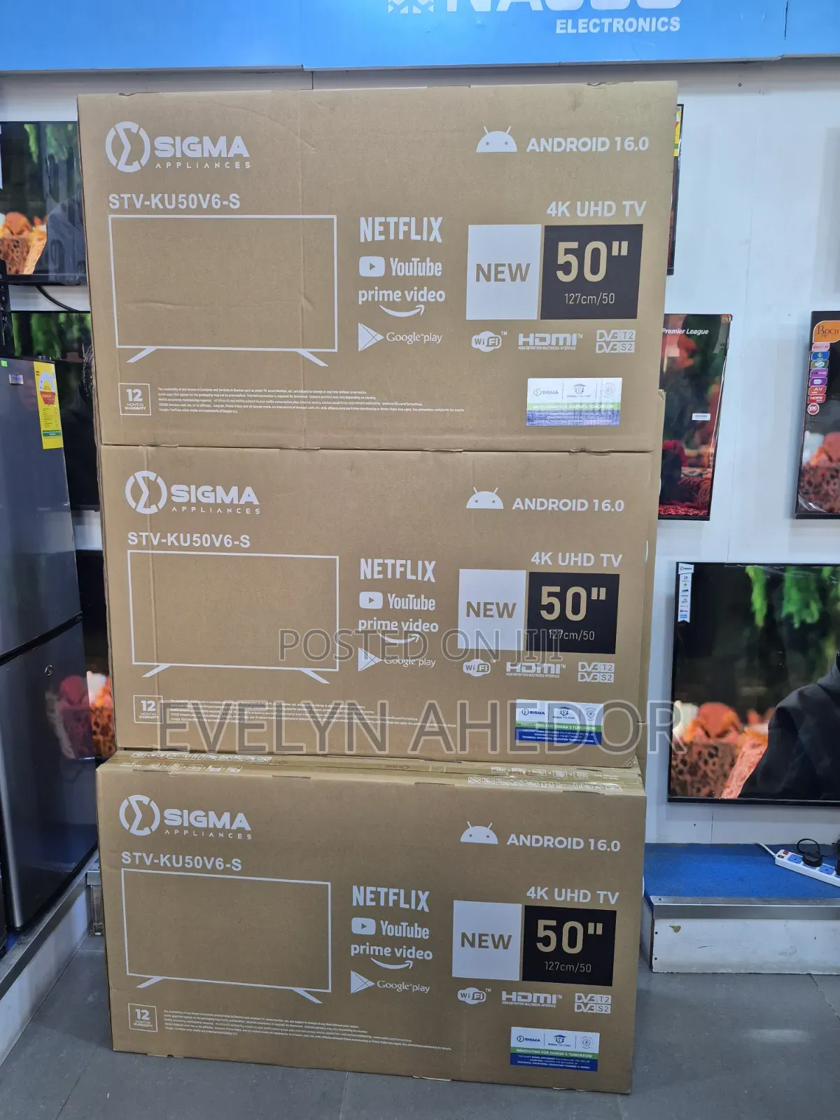 Latest 16.0 Android Version of Sigma 50 Inches Fresh in Box for Sale