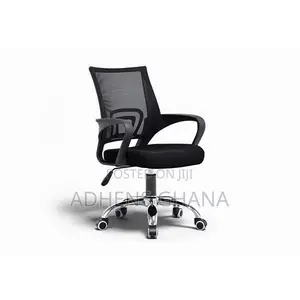 Office Swivel Chair - Black, Mesh Back, Chrome Base