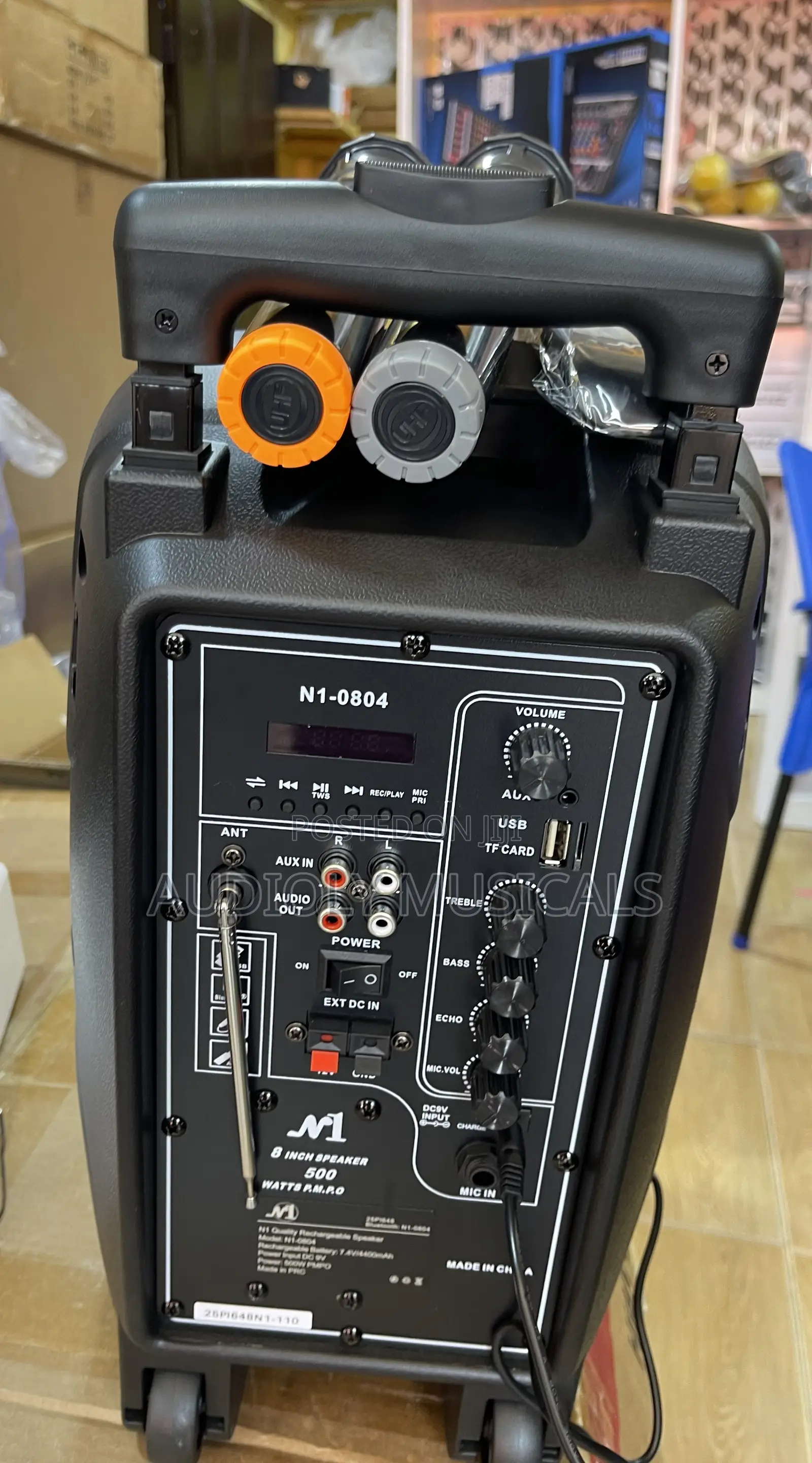 N1 8-Inches Bluetooth Rechargeable Speaker With Two Microphones