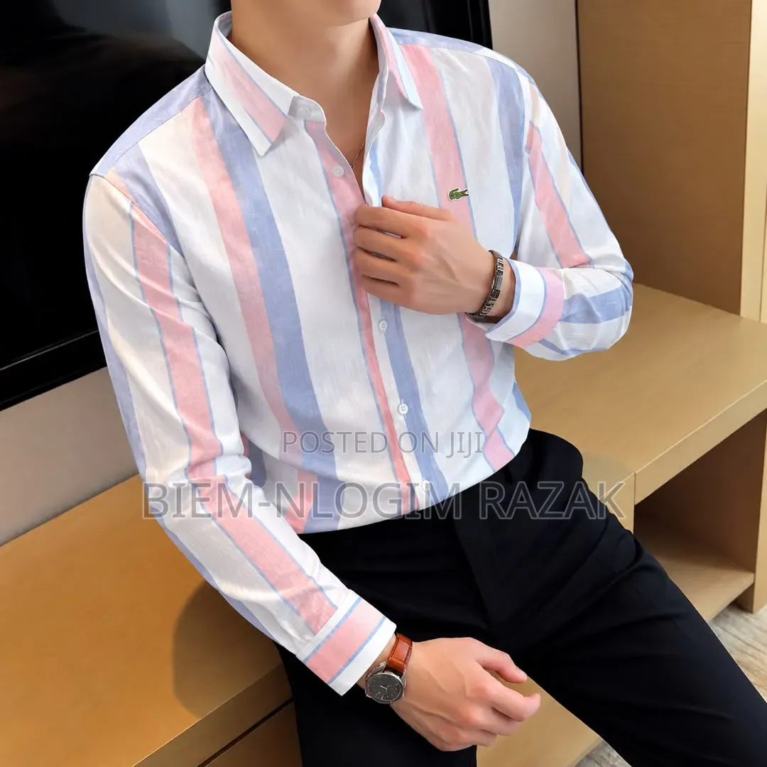 High Quality Lacoste Striped Long Sleeves Shirts Available in Stock