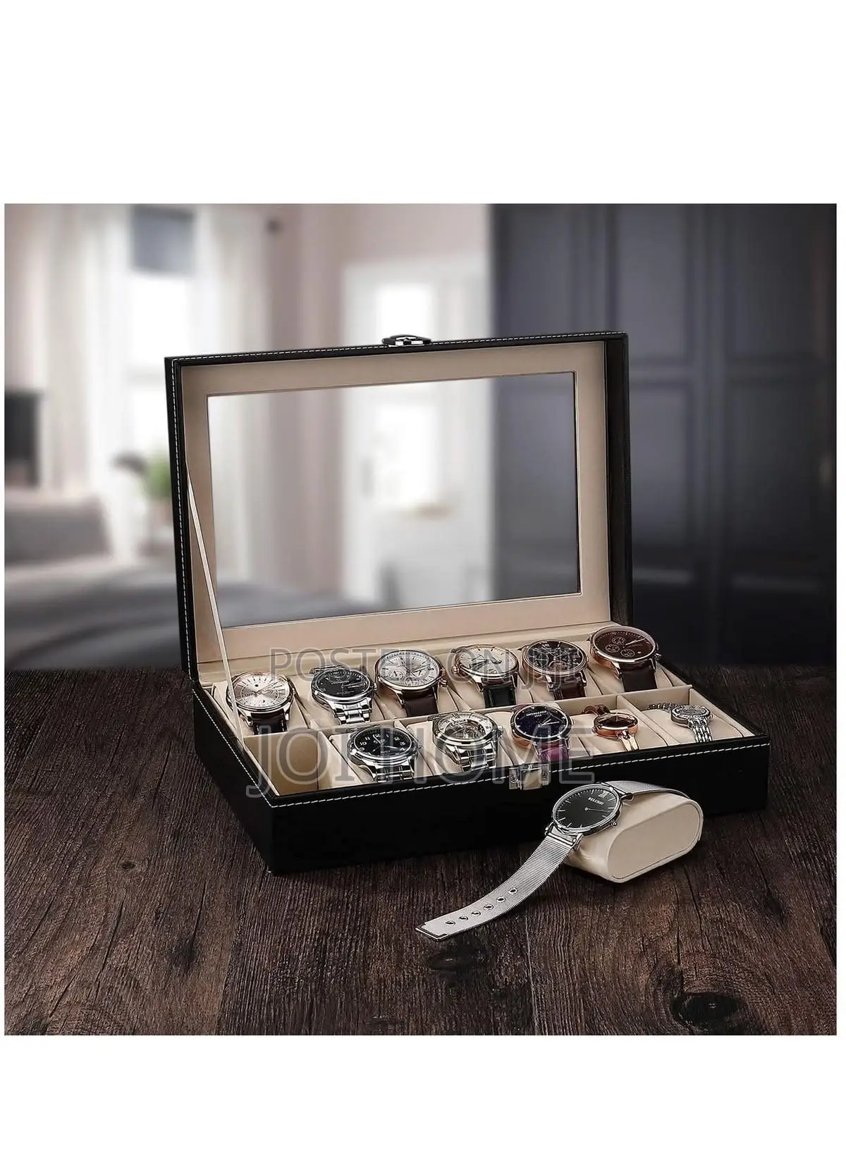 12-Slot Leather Watch and Bracelet Storage Case
