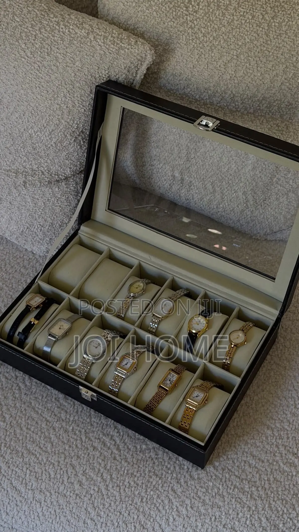12-Slot Leather Watch and Bracelet Storage Case