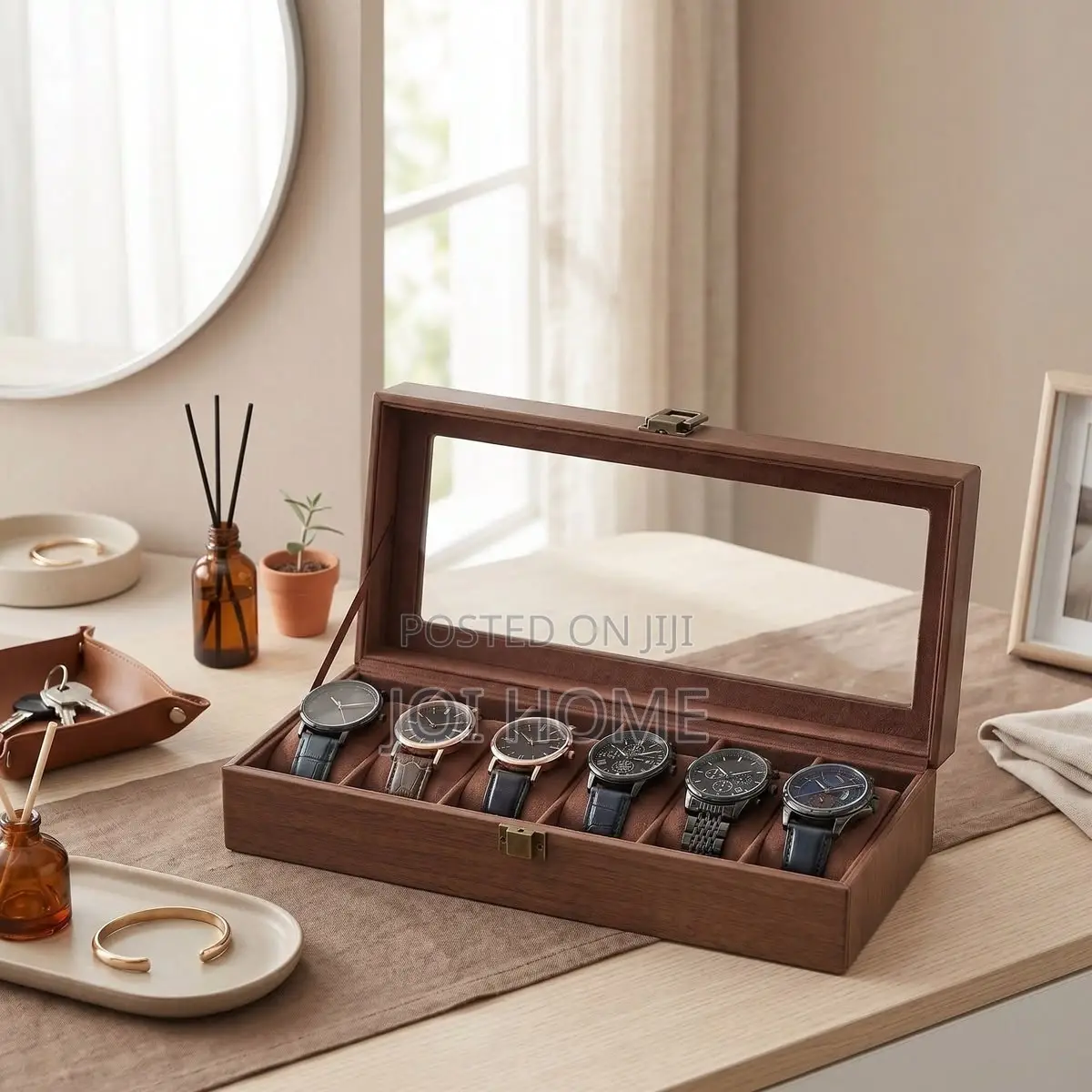 6-Slot Watch and Bracelet Case (Brown)