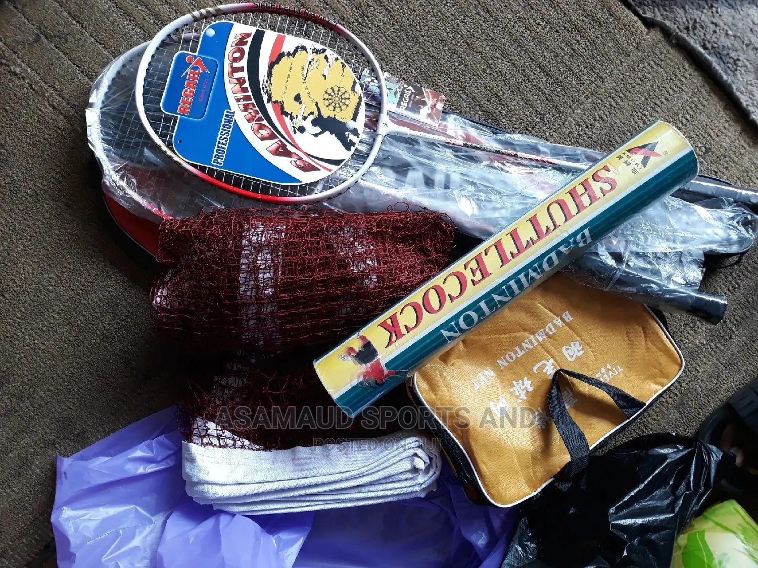 Original Set Of Badminton Racket, Net And Shuttle