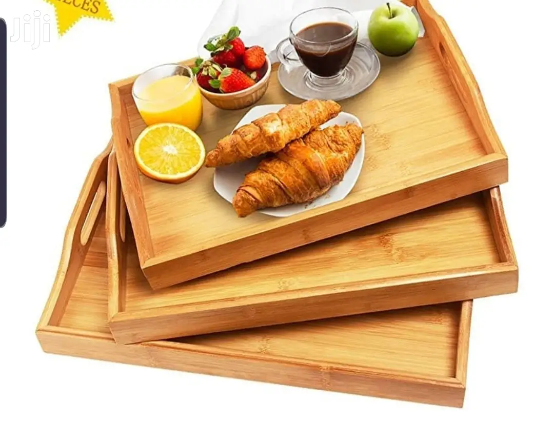 Bamboo Wooden Serving Trays 3pcs Set