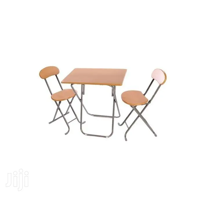 Folding Dining/Study Table With 2 Chairs - Brown
