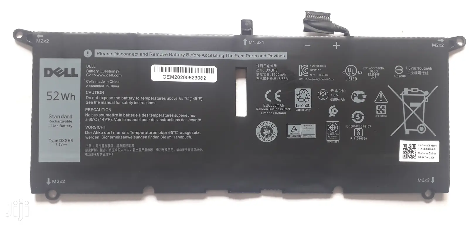 Original Dell Dxgh8 Battery for Dell XPS 13 9370 9380 Series