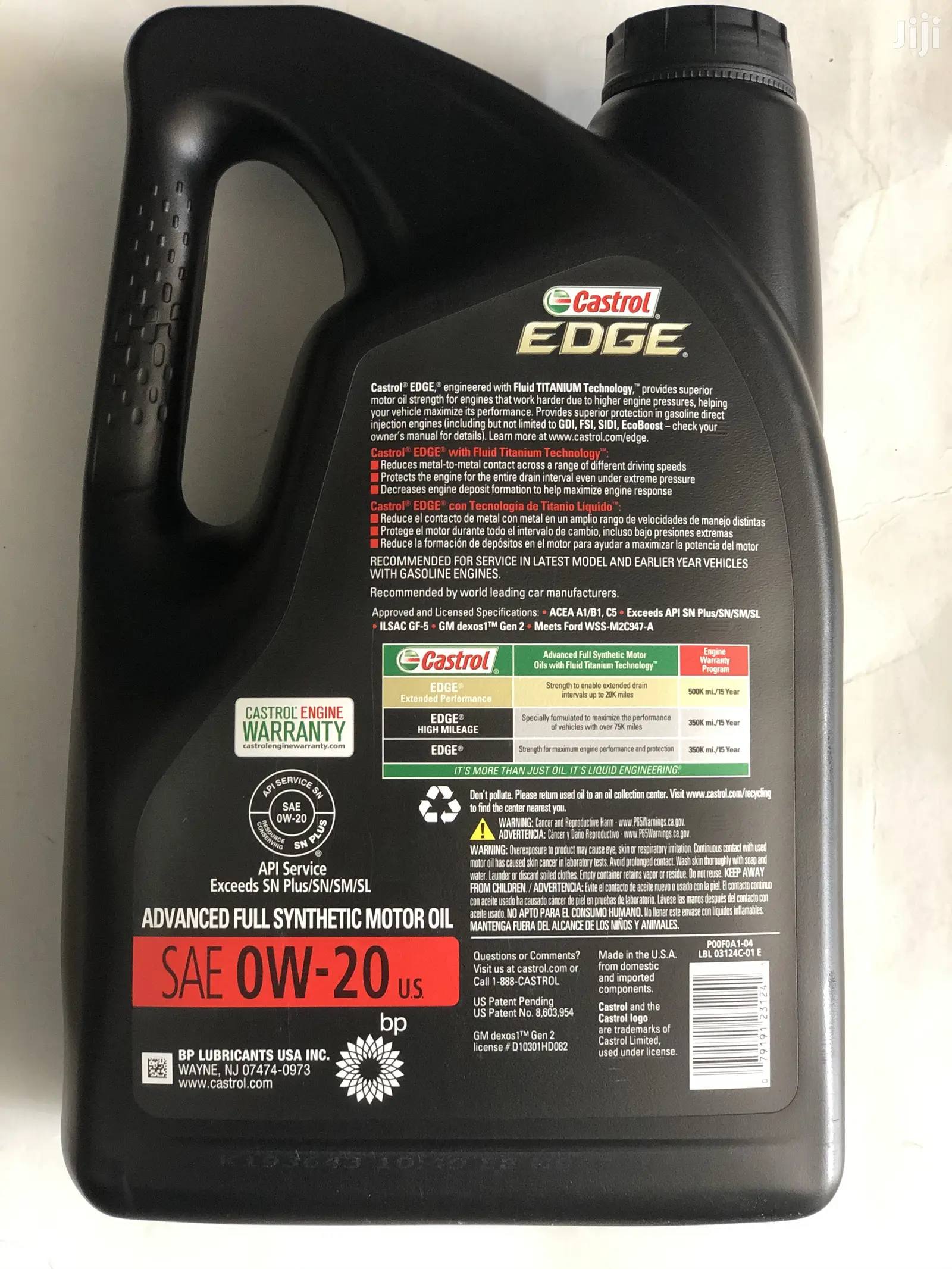 Castrol EDGE Advanced Full Synthetic Oil (0w-20)
