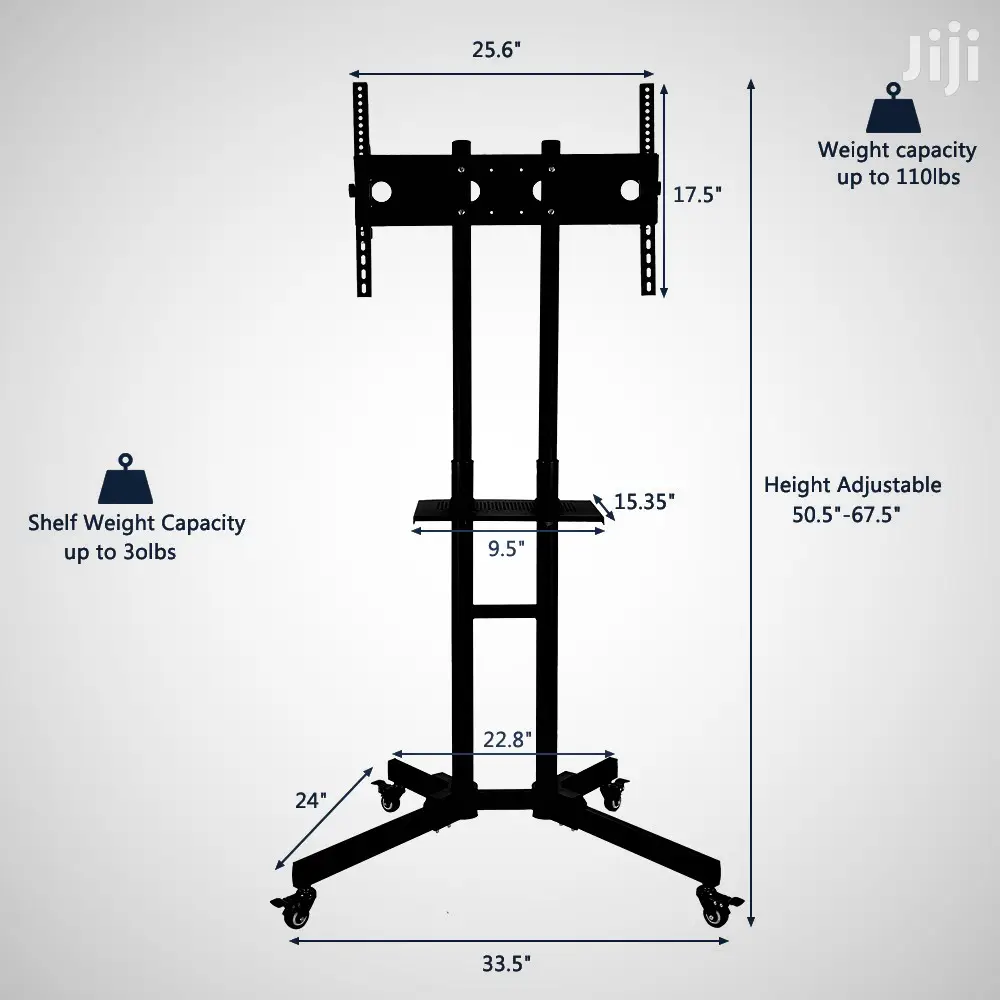 Durable New Mobile Stand + Shelf & Locking Wheels For 32-70